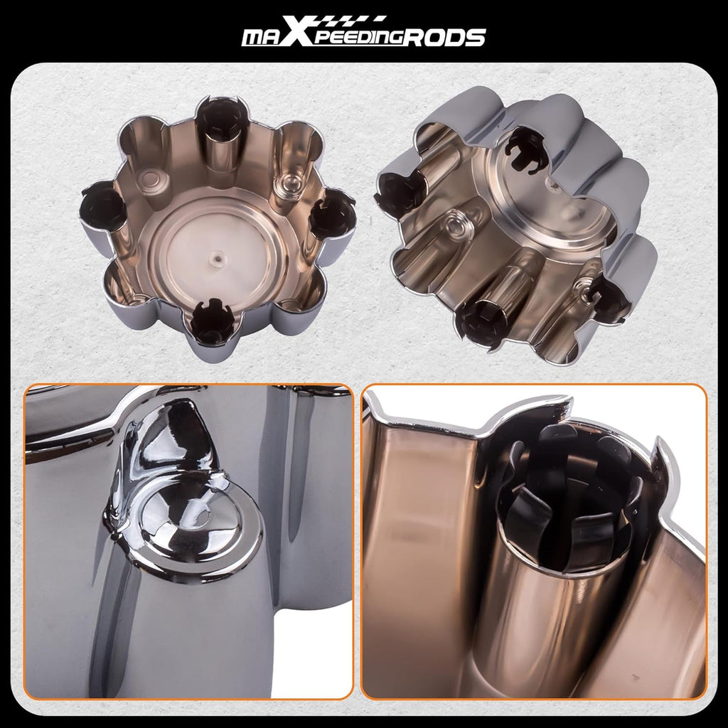 4Pcs Wheel Center Hub Caps 8 Lug for Ford F250 F350 F-350 Super Duty 1999-2005, for Ford Excursion 2000-2005, 8.4 Inch Chrome Cap for 16"& 18" Wheel Pickup 2-Door 5.4L
