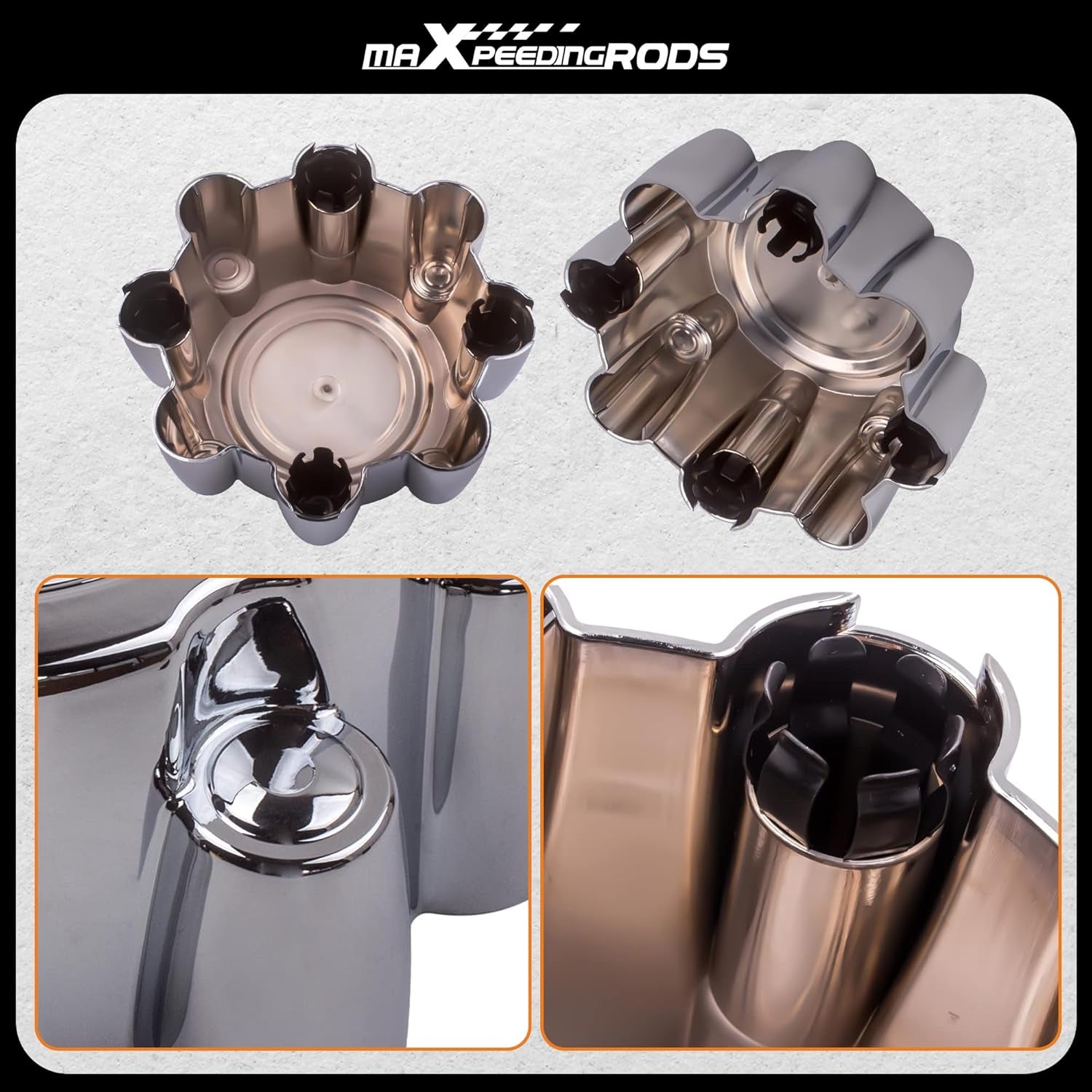 4Pcs Wheel Center Hub Caps 8 Lug for Ford F250 F350 F-350 Super Duty 1999-2005, for Ford Excursion 2000-2005, 8.4 Inch Chrome Cap for 16"& 18" Wheel Pickup 2-Door 5.4L