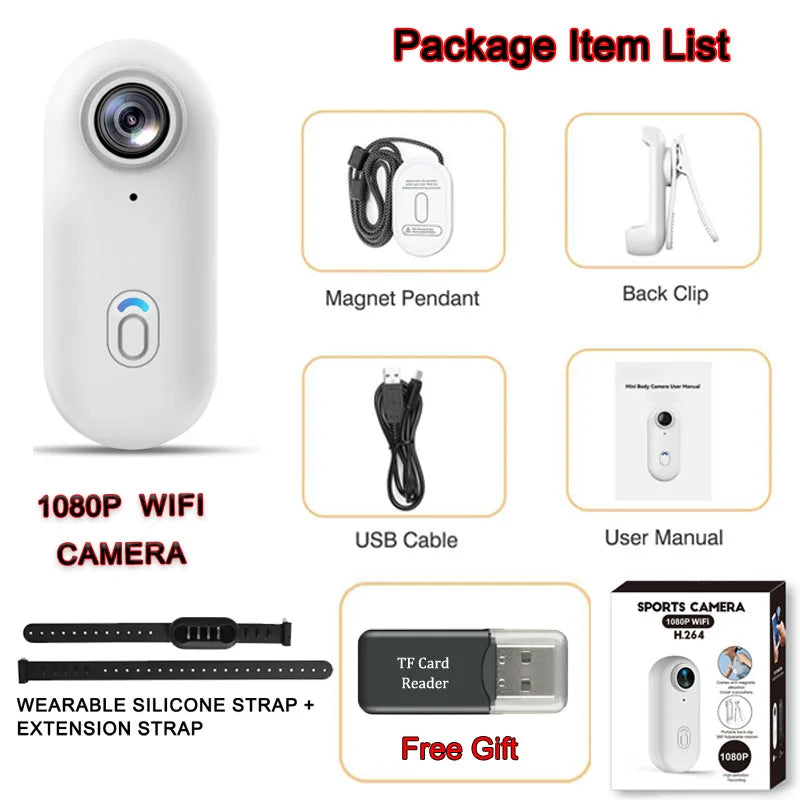 POV 4K Magnetic Body Cam Small Wireless Action Camera Magsafe Vlogging Recorder Youtube Sports Ultra Portable Smart Pro Camera
