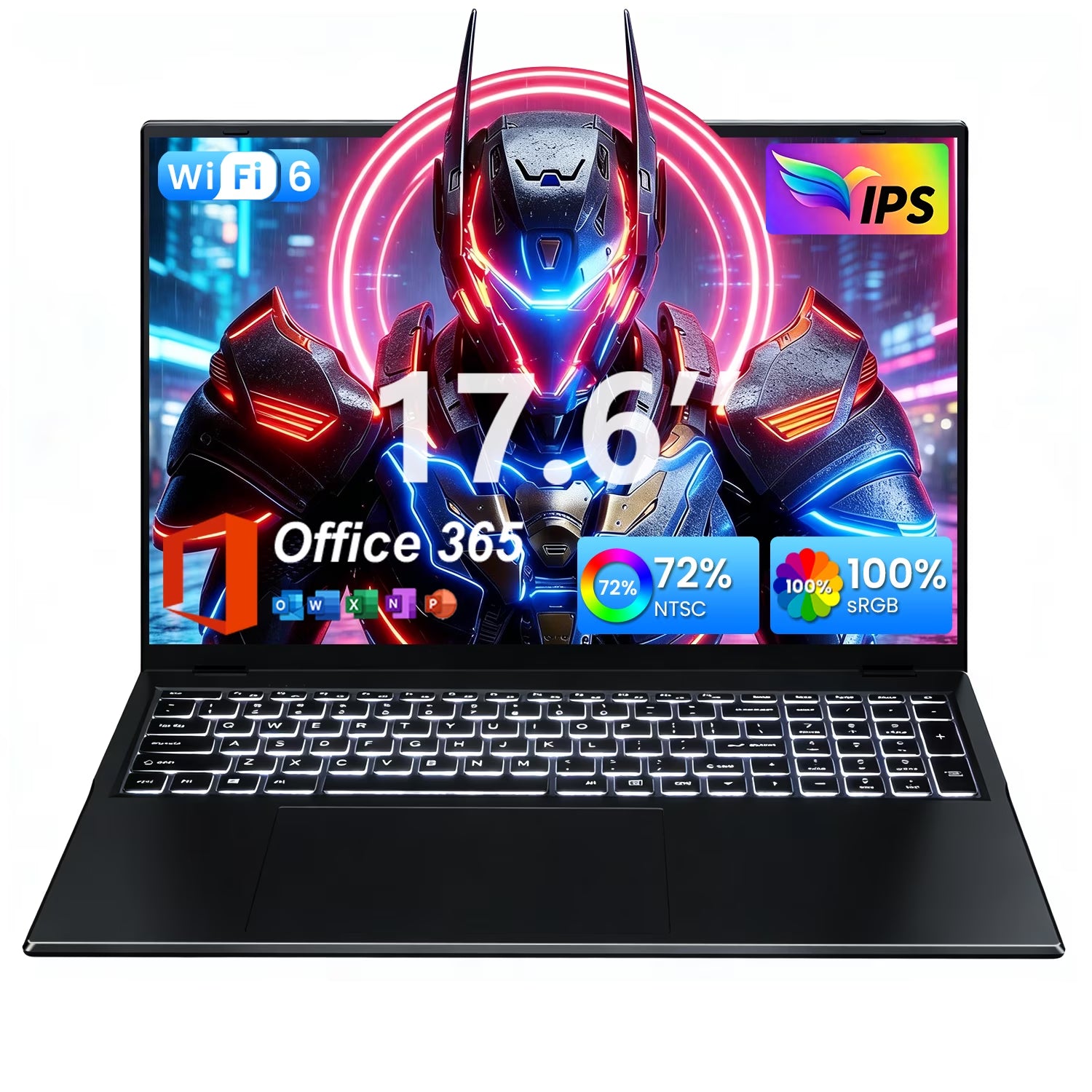 17.6" Laptop Windows 11, 16GB DDR4 640GB Storage Laptop Computer, 4-Core Intel N95 Processor(Up to 3.4Ghz), 100% Srgb, Backlit Keyboard, 1Yr Office 365 Free, Black