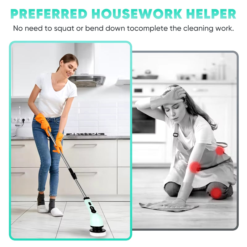 9-In-1 Multifunctional Wireless Electric Cleaning Brush Household Kitchen Bathroom Brush USB Handheld Rotating Cleaning Tools