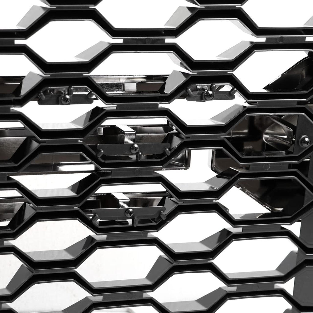 , Grille Compatible with 2019-2021 Chevrolet Silverado 1500 Lt/Ltz/Rst/High Country, Black with Chrome Mesh Front Bumper Grill, 2020 2021 2022