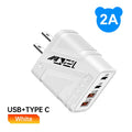 2A USB Charger Multi Ports Type C Fast Charging Phone Charger Adapter for Iphone 16 Samsung Xiaomi Huawei Phone Charger