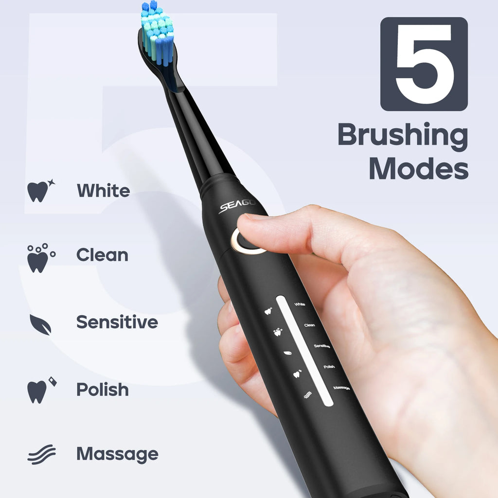 Electric Toothbrush Tooth Brush USB Rechargeable Adult Ultrasonic Teeth Cleaning 10 Replacement Toothbrush Heads