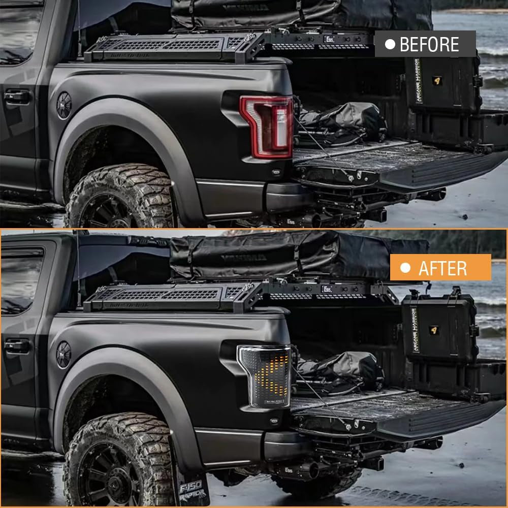 Tail Light for Ford F150 F-150 2015-2020 Taillights without Blind Spot Driver&Passenger Side Running Brake Stop Rear Lamp Plug&Play 1 Pair
