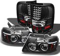- for Ford F150 Pickup Black Bezel Dual LED G2 Projector Headlights + Tail Lamp Set