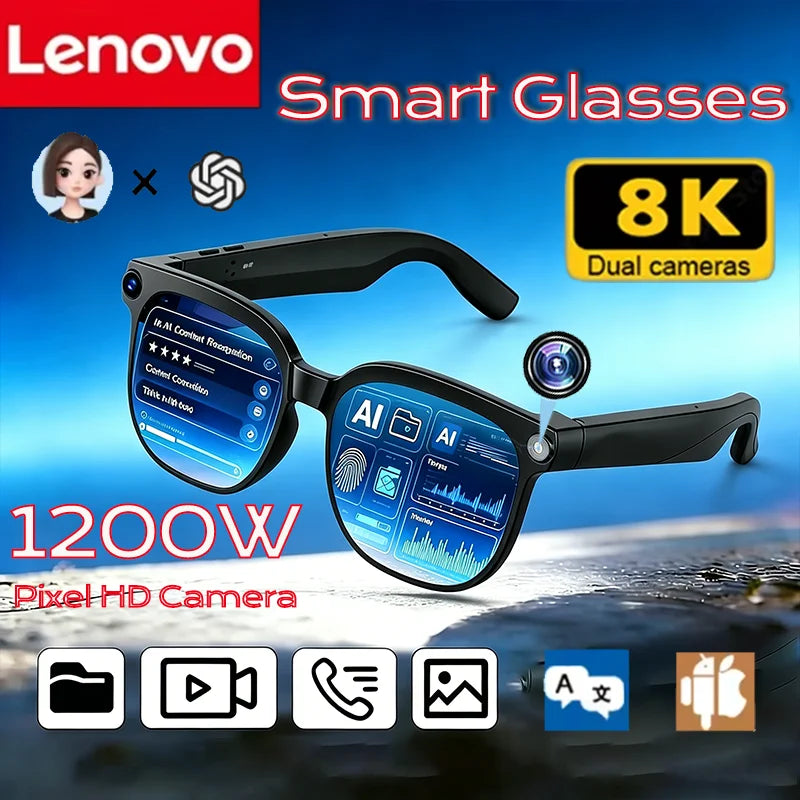 AI Smart Glasses 8K Touch Control Photo Camera Recording Translator Voice Assistant Music Wireless Bluetooth Sunglasses