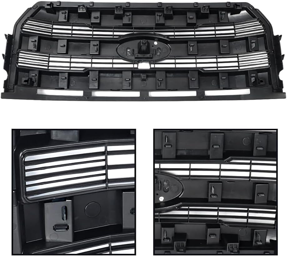 Blue Flame Bumper Grille Assembly Fits 2015-2017 Ford F150 Lariat Model Grill Assembly W/Camera Hole Replace for FL3Z8200GA
