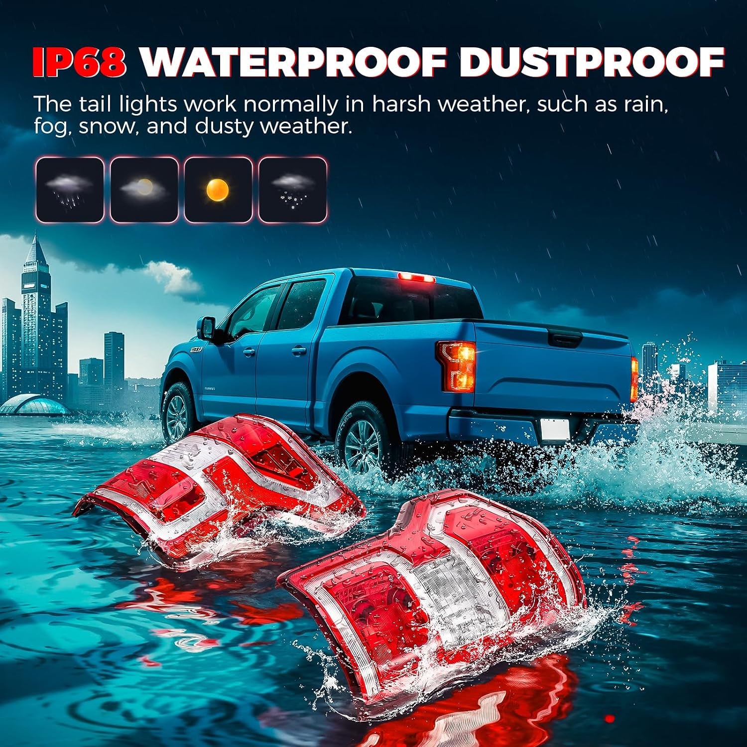 F50 Tail Lights Assembly Compatible with 208 209 2020 Ford F50 Left Driver Side Taillight Brake Lamps Bulb and Harness Replace JL3Z3405H