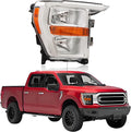 Headlight Assembly Compatible with Ford F150 F-150 2021 2022 2023, [Bulbs Included] Right/Passenger Side, Headlamp Replacement with Clear Lens