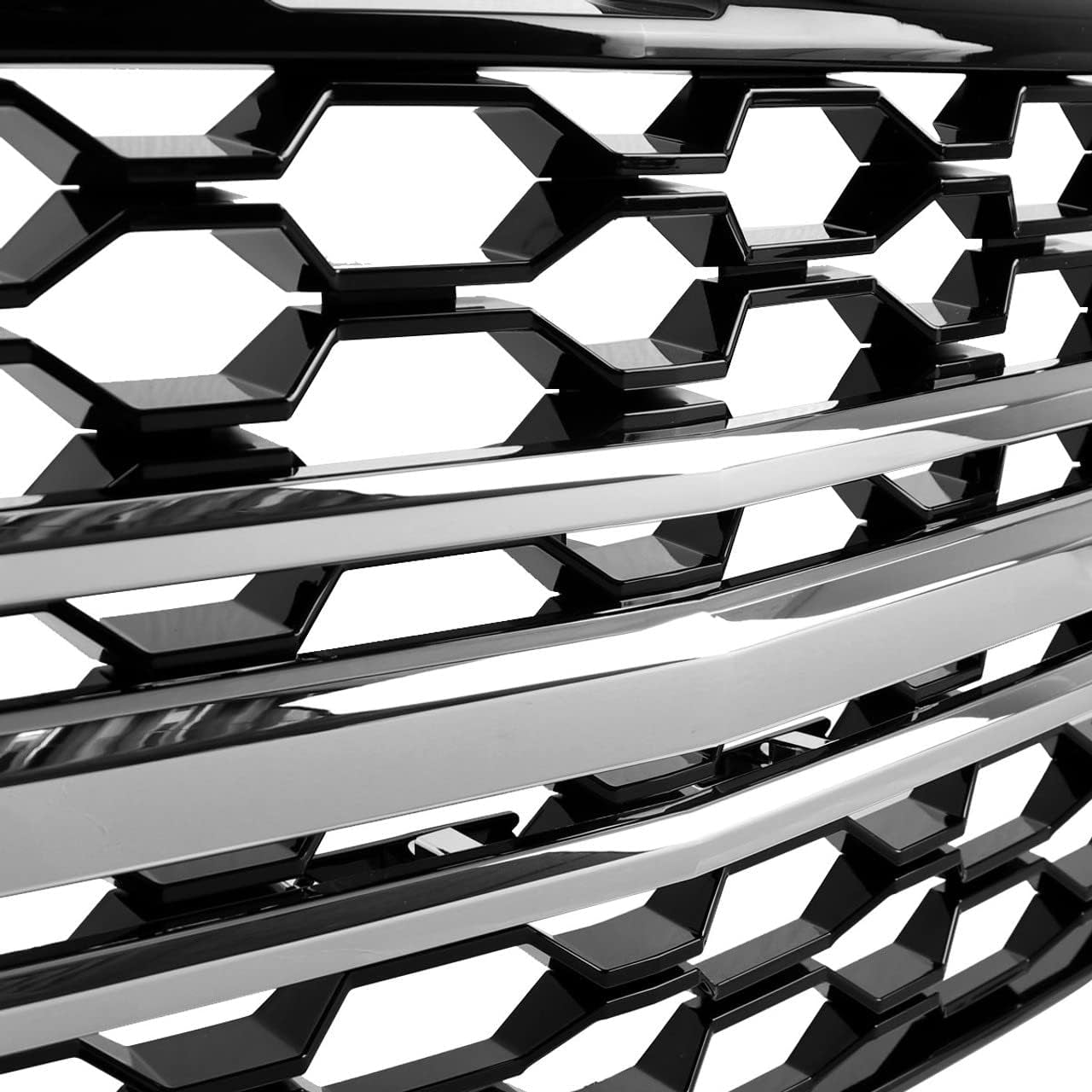 , Grille Compatible with 2019-2021 Chevrolet Silverado 1500 Lt/Ltz/Rst/High Country, Black with Chrome Mesh Front Bumper Grill, 2020 2021 2022