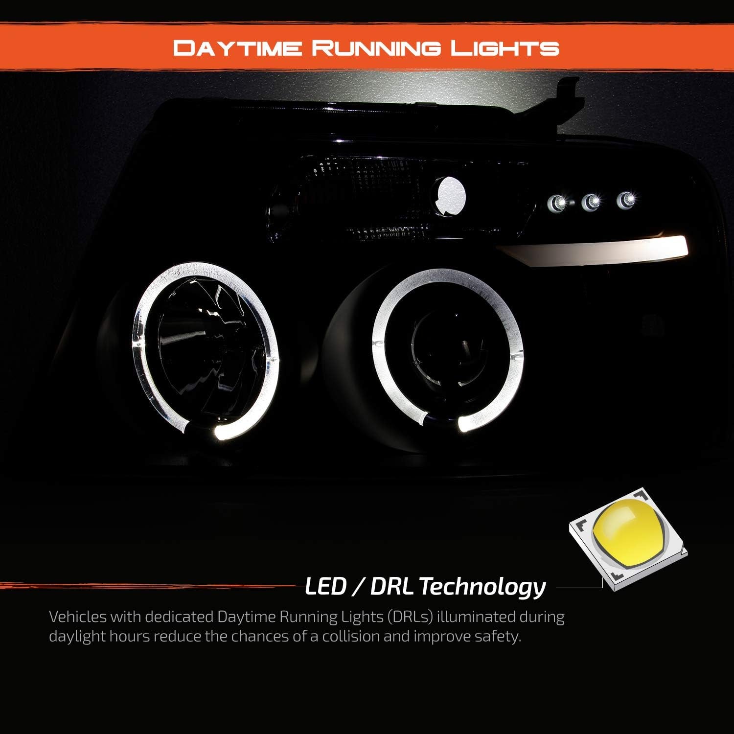 - for Ford F150 Pickup Black Bezel Dual LED G2 Projector Headlights + Tail Lamp Set