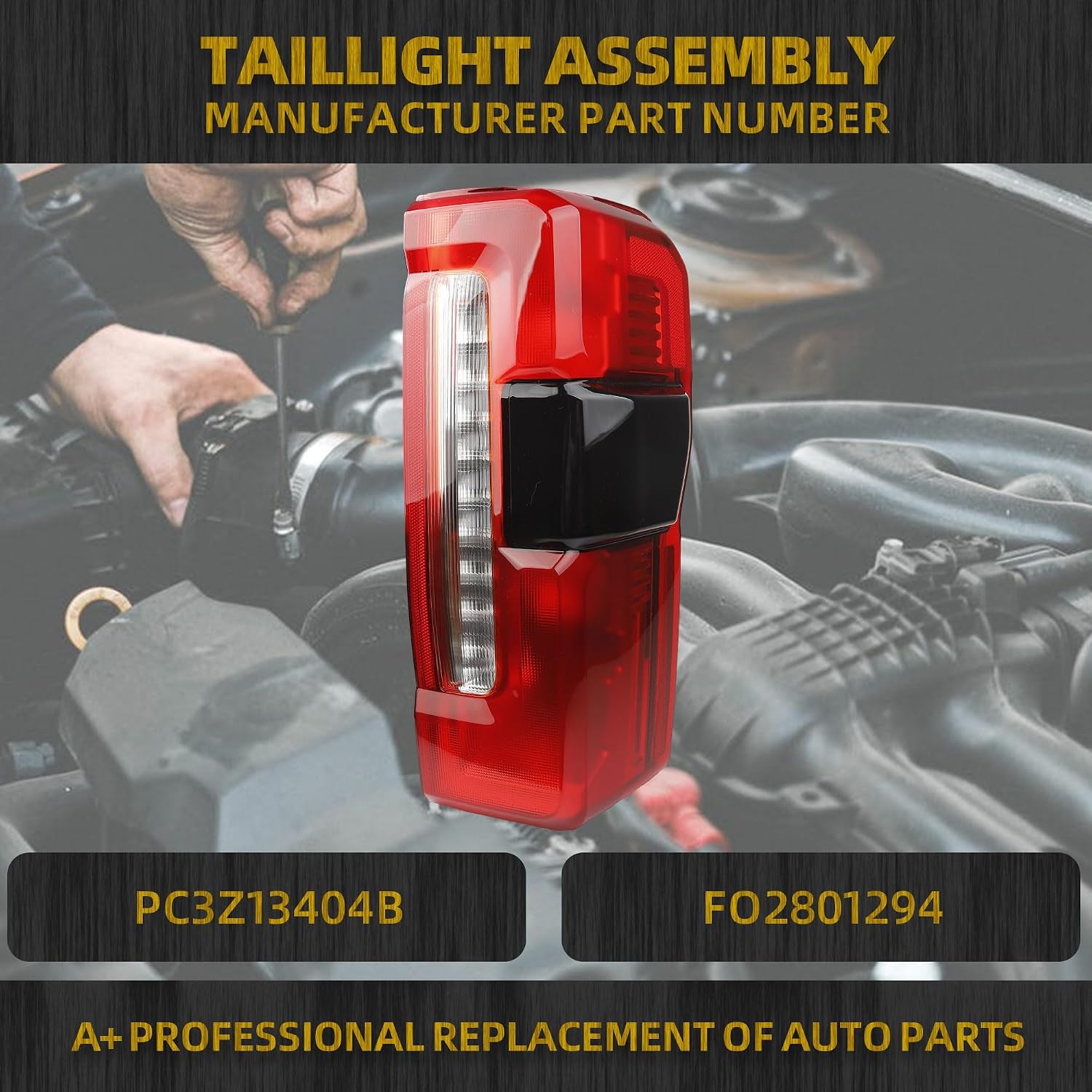 Tail Light Assembly Halogen Compatible with 2023-2026 Ford F250 F350 Super Duty (W/Blind Spot) Taillight Rear Lamp Right Passenger Side Replace PC3Z13404B