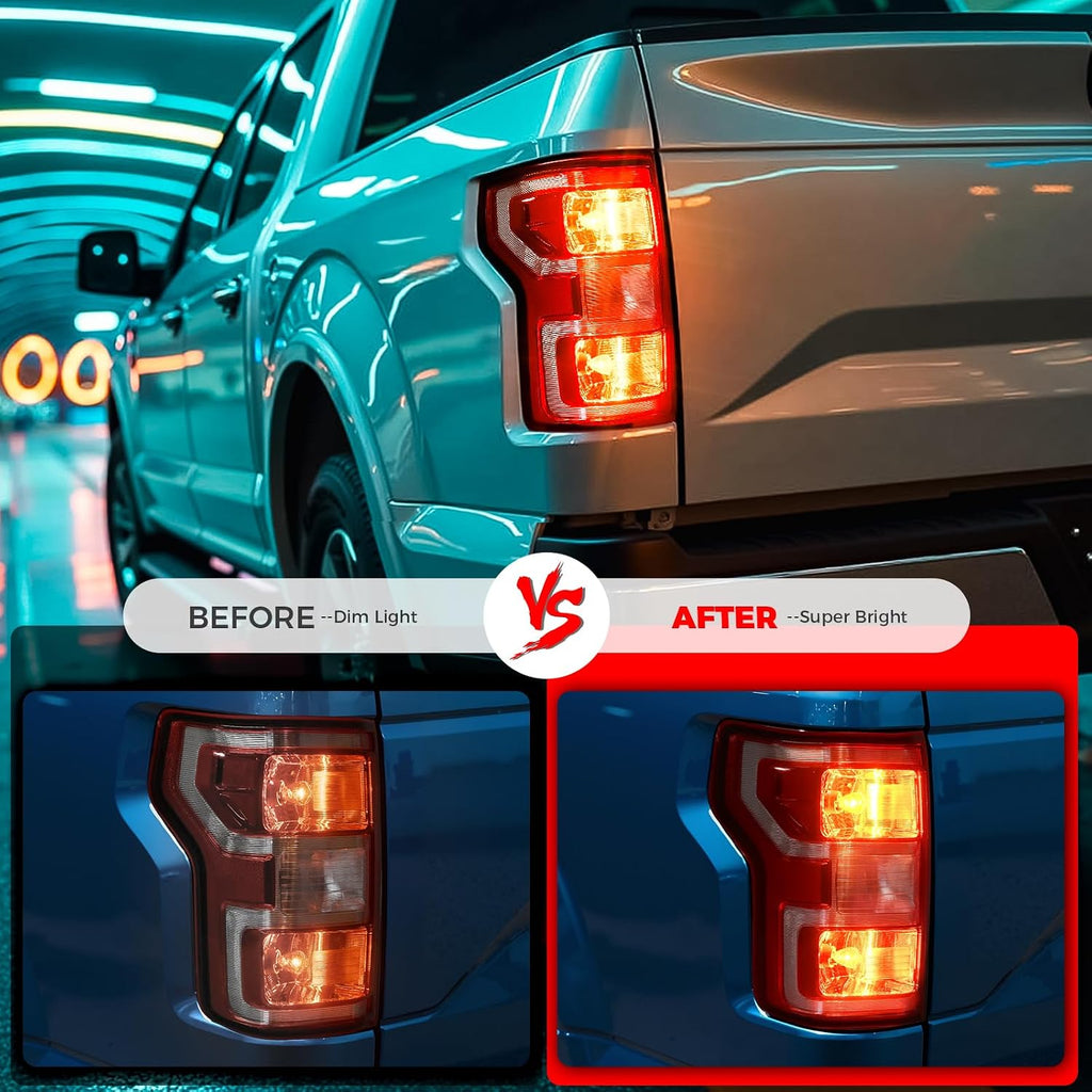 F50 Tail Lights Assembly Compatible with 208 209 2020 Ford F50 Left Driver Side Taillight Brake Lamps Bulb and Harness Replace JL3Z3405H