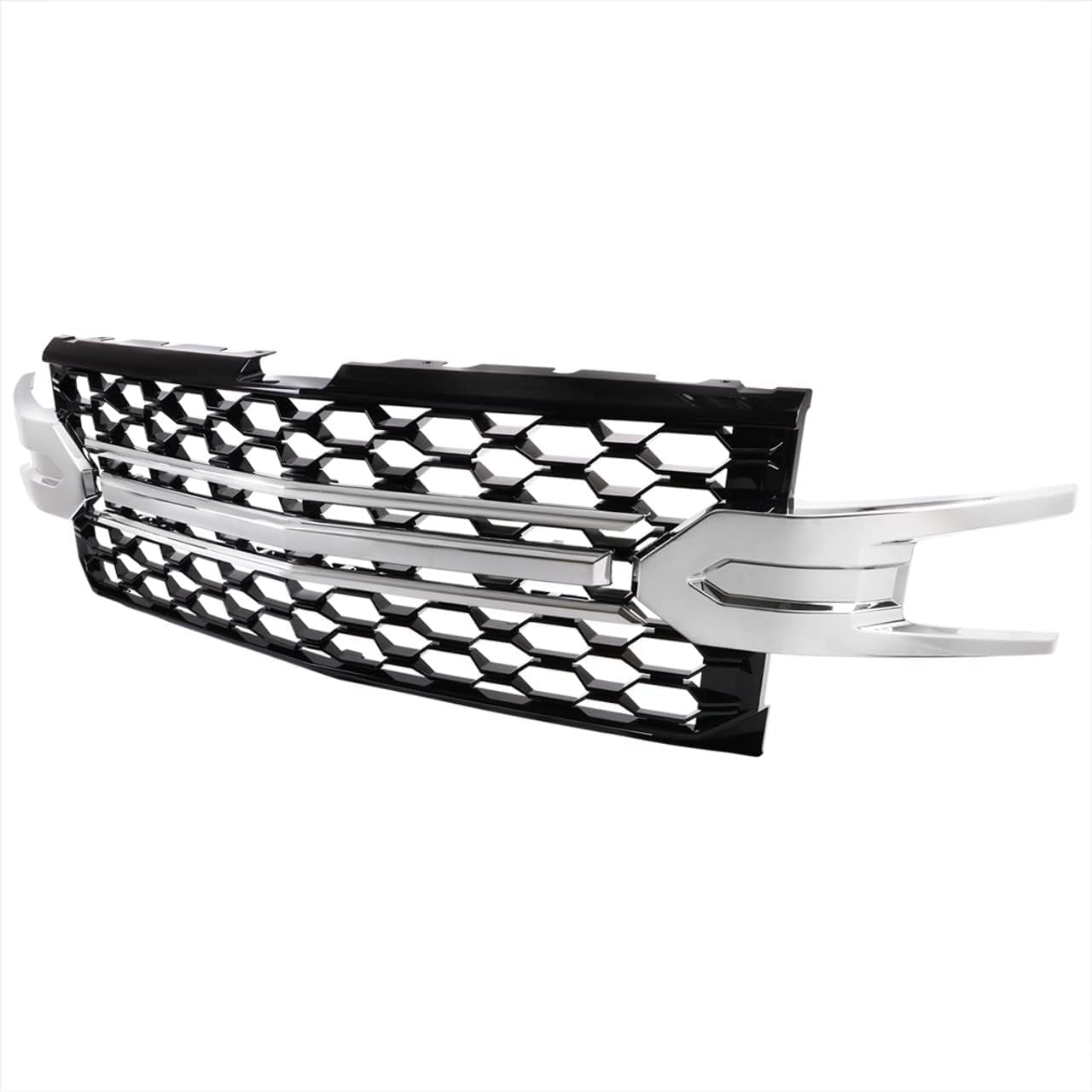 , Grille Compatible with 2019-2021 Chevrolet Silverado 1500 Lt/Ltz/Rst/High Country, Black with Chrome Mesh Front Bumper Grill, 2020 2021 2022