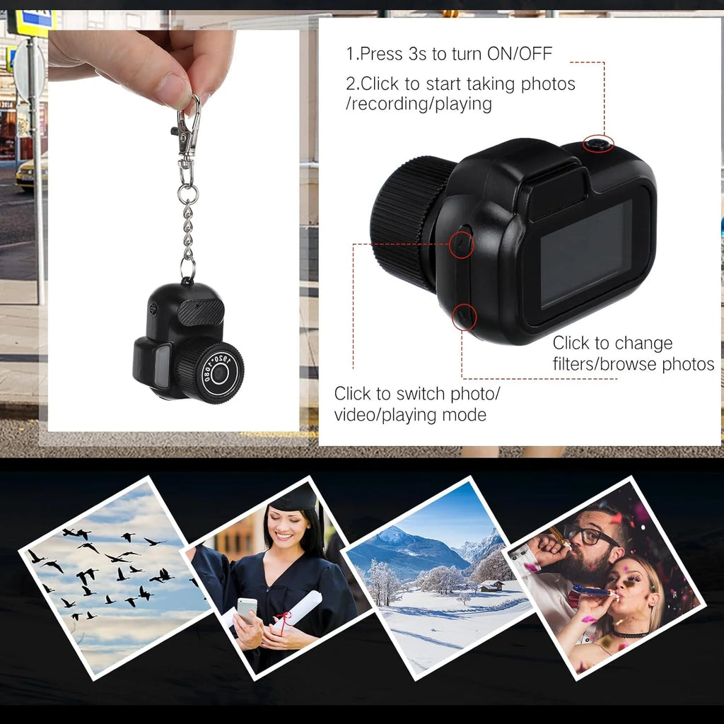 Retro Mini Camera with Screen Indoor Home Outdoor 1080P HD Portable Very Small Camera Video Support TF Card Holiday Gifts