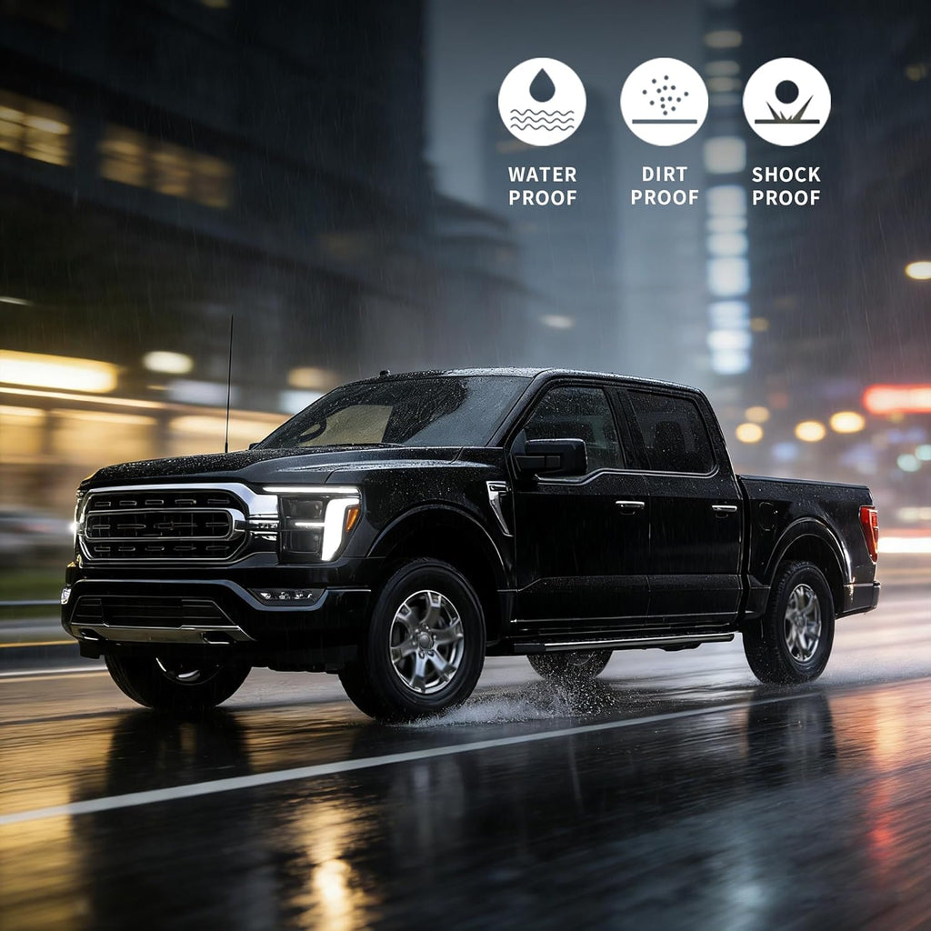 VLAND LED Headlights for 2021-2023 Ford F150 [Only Fit for F-150 with Halogen/Xenon OEM Light], Yellow or White DRL, Not for Raptor & F-150 Lightning, Black