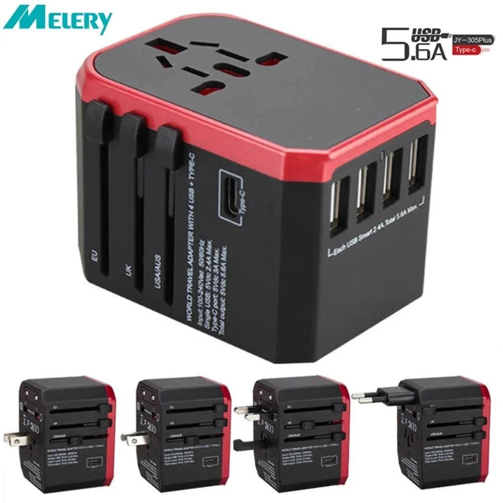 Travel Smart Adapter International Plug Adaptor Wall USB Type C Charger AC Power US EU UK AU for Iphone Ipad Android