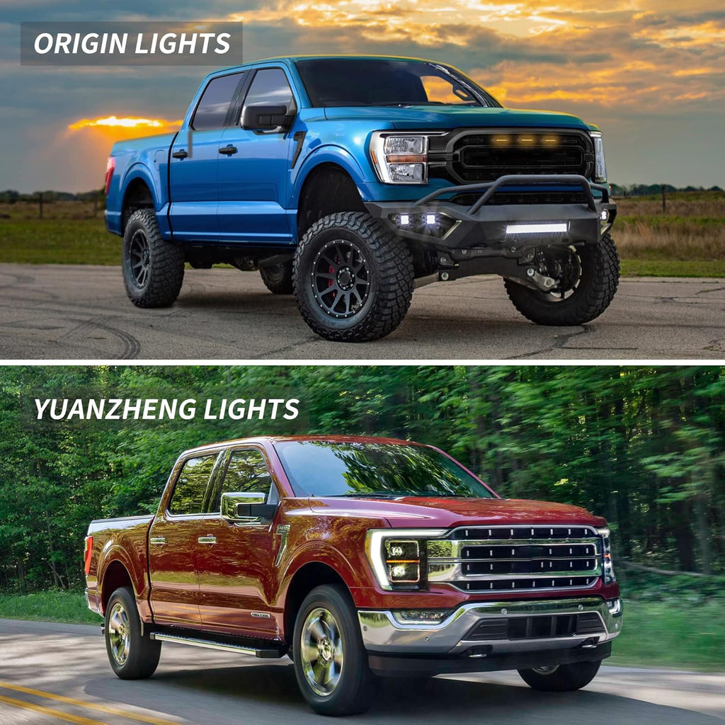 VLAND LED Dual Beam Projector Headlights for Ford F150 XL, XLT, Lariat, Tremor, Raptor, King Ranch, Platinum, Limited 2021 2022 2023 14Th Gen Driver & Passenger Side, Not for F-150 Lightning