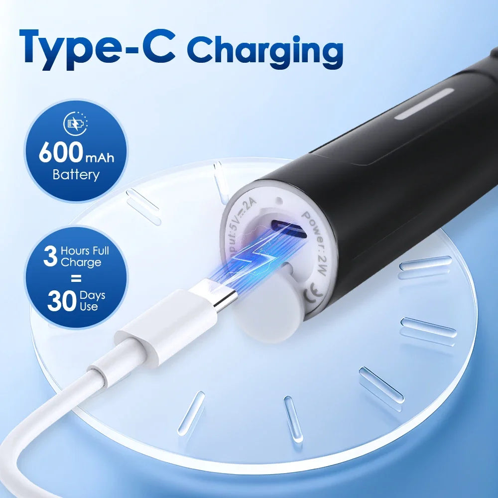 NEW Smart round Rotating Electric Toothbrush for Adults 5 Cleaning Mode USB Rechargeable with 4 Replacement Heads Timed Reminder