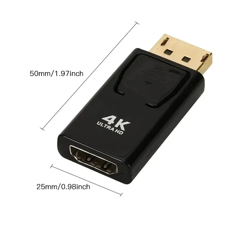 4K Displayport to HDMI Adapter DP to HDMI Converter Gold-Plated Connectors Audio Video Sync for PC Laptop PS5 Monitor