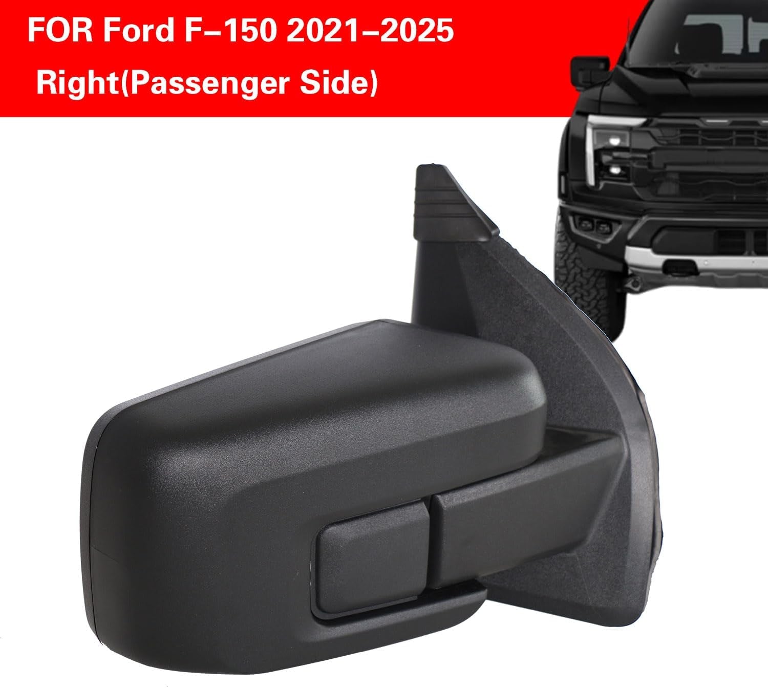 For Ford F150 Side Mirror Replacement Right Passenger for 2021-2025 F-150 Accessories 9 Pins Power Glass Turn & Temperature Sensor Heated Blind Spot Monitoring