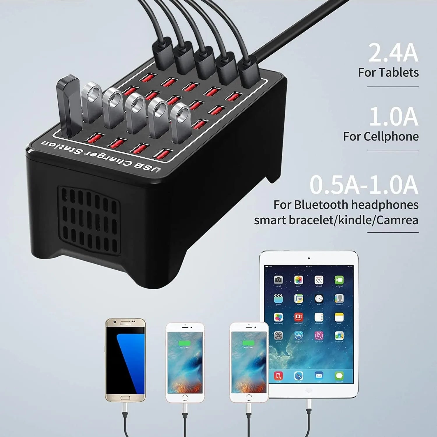 20/30 Ports USB Charger 100W/150W Smart USB Charger Desktop Charging Hub Multi-Port Charging Station for Samsung/Iphone/Ipad/Tab