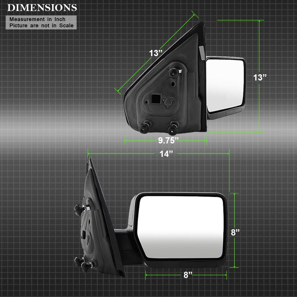 - for 2004-2014 Ford F150 F-150 Pickup Truck Manual Non-Heated Original Style View Side Mirror Passenger Side, Black