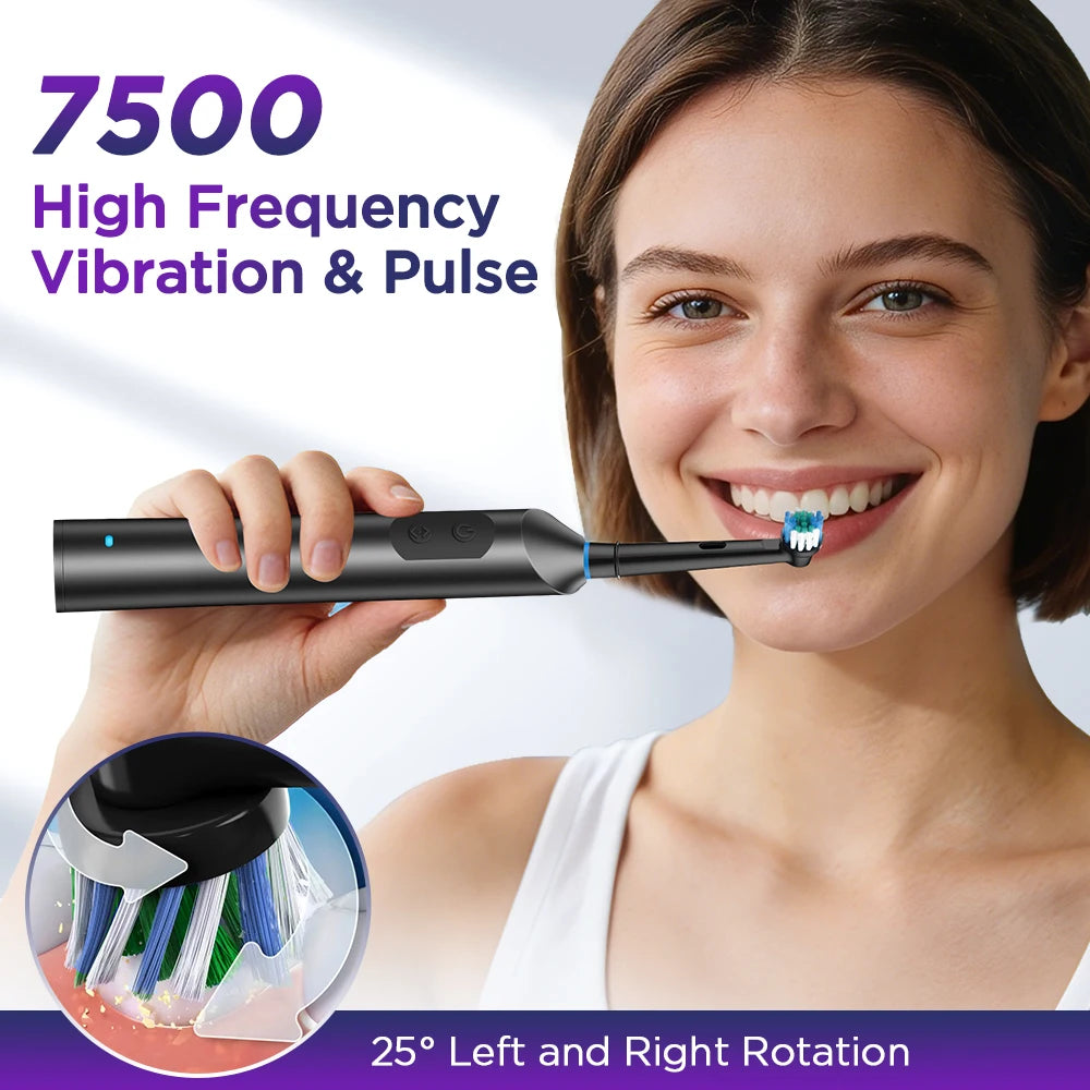 Smart Timer Rotating Electric Toothbrush, 5 Modes Teeth Cleaning Setting , Electric Teethbrush with 4 Teethbrush round Heads