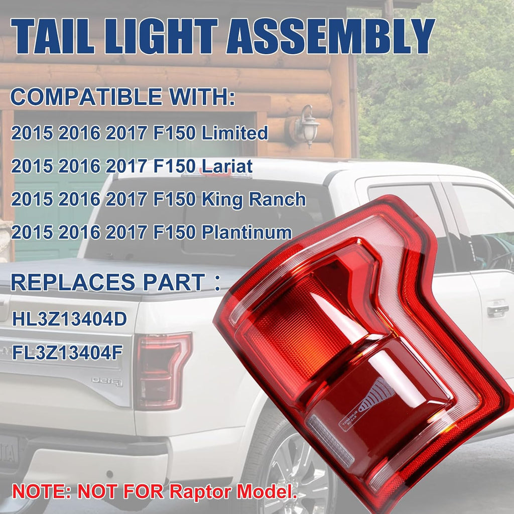 Tail Lights Compatible with Ford F150 F-150 2015 2016 2017 Right Passenger Side with Blind Spot Rear Left Lamp (Module Not Included) # HL3Z13404D