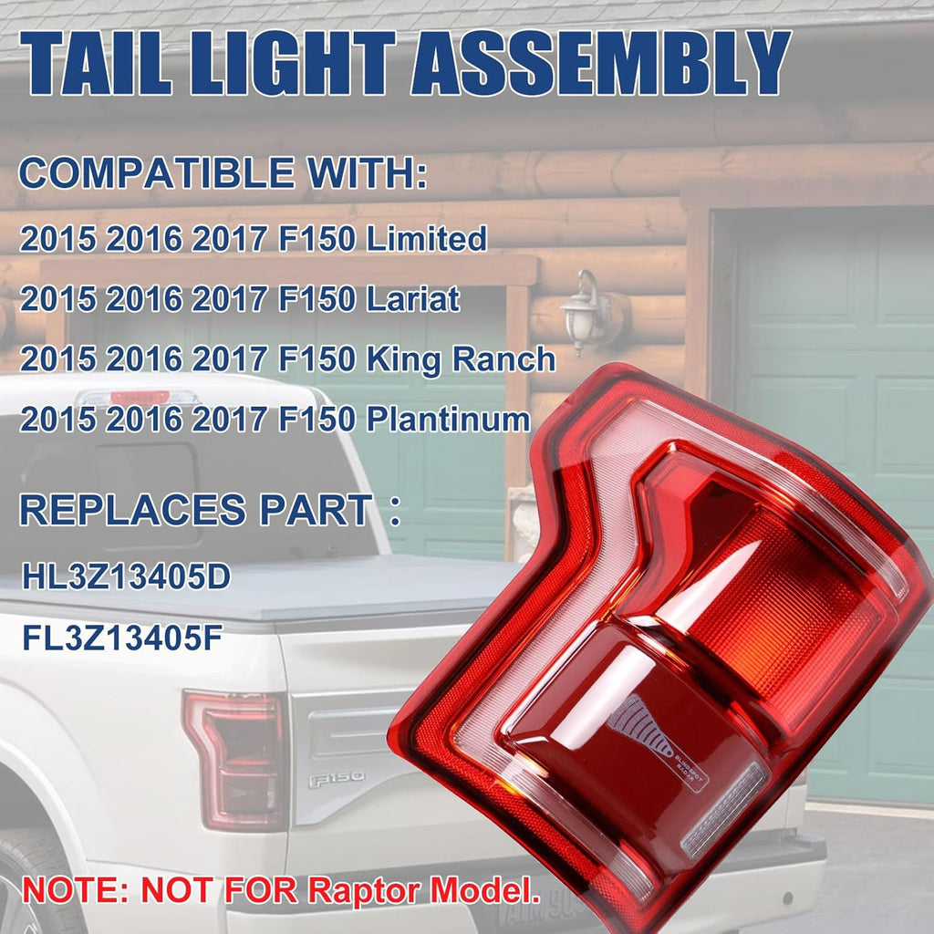 Tail Lights Compatible with Ford F150 F-150 2015 2016 2017 Left Driver Side with Blind Spot Rear Left Lamp (Module Not Included) # HL3Z13405D FL3Z13405F