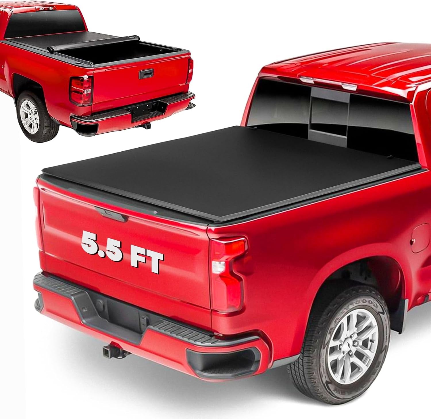5.5Ft Soft Roll up Truck Bed Tonneau Cover Fit for 2015-2025 Ford F150, 2022-2025 F150 Lightning, Only Fits 5.5Ft (67.1") Fleetside/Styleside Bed
