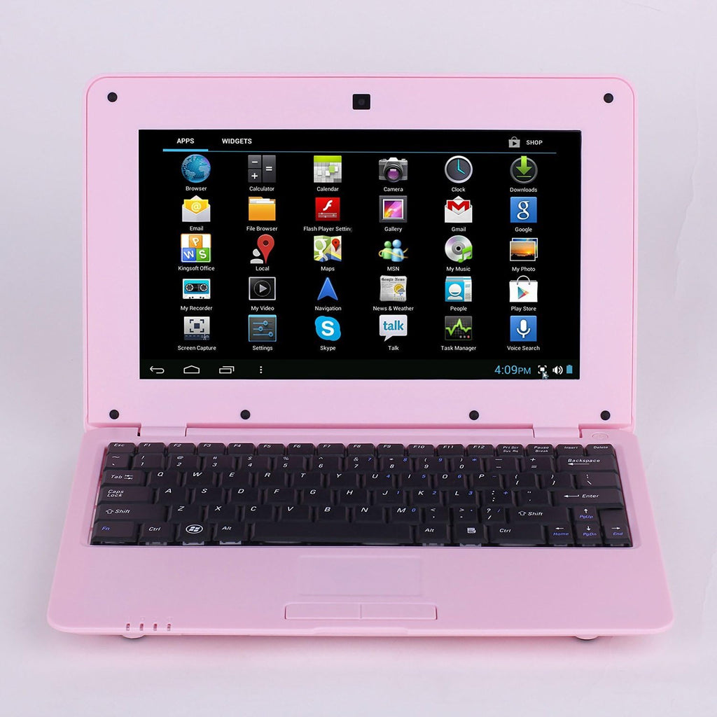 10.1" Inch Kids Netbook Laptop, Powered by Android 6.0, Quad Core Processor, 1Gb Ram, 8Gb Storage, Bluetooth, Wifi, + Customized Laptop Bag,-Pink