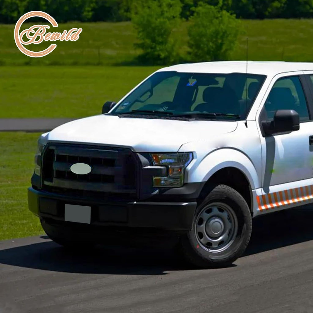 Front Bumper Grille Assembly Compatible with 2015 2016 2017 Ford F150 Centre Bumper Painted Black Housing and Insert Grille Assembly Shroud