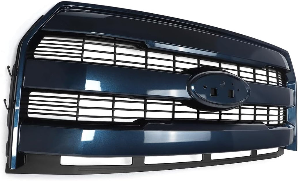 Blue Jeans Mesh Grille Assembly Compatible with 2015-2017 Ford F150 Lariat Style Front Upper Grill W/O Camera Hole Replace for FL3Z8201GA
