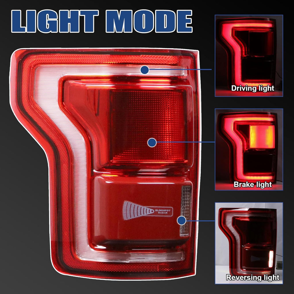 Tail Lights Compatible with Ford F150 F-150 2015 2016 2017 Left Driver Side with Blind Spot Rear Left Lamp (Module Not Included) # HL3Z13405D FL3Z13405F