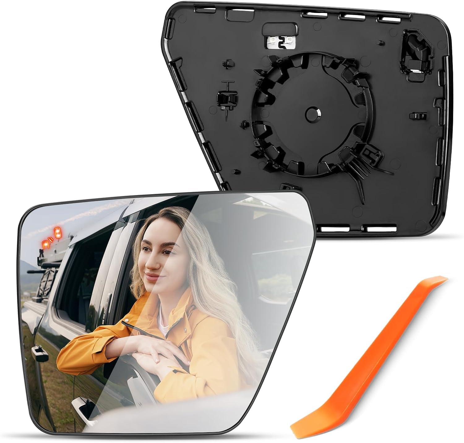 Driver Side Mirror Replacement for Ford F150 F-150 2021 2022 2023 2024, Left Side View Mirror Glass with Blind Spot and Power Heated