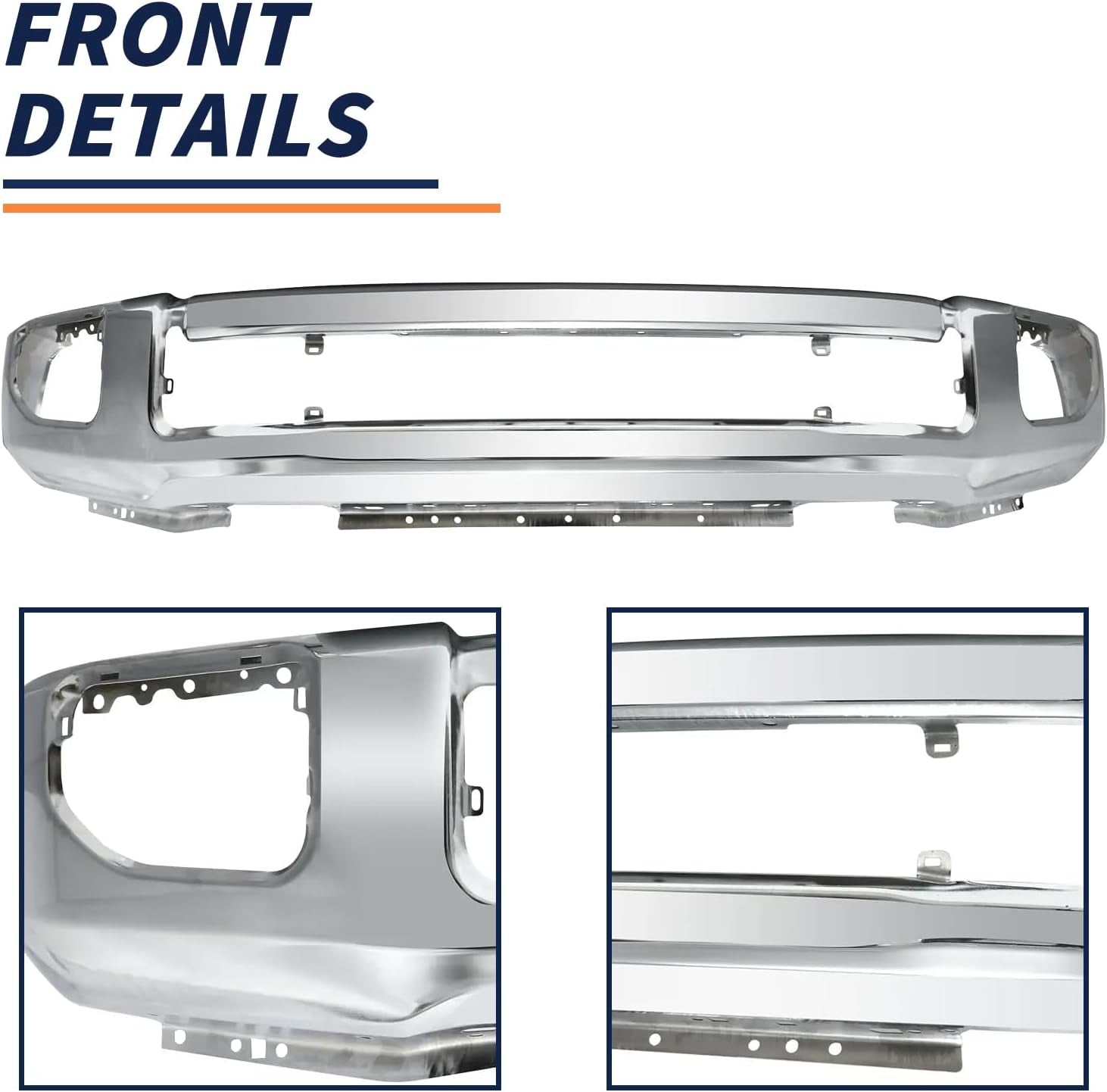 Front Bumper Fit for 2020-2022 Ford F250 F350 Super Duty,With Fog Lamp Hole,Chrome Steel,Front Bumper Impact Face Bar Replace for FO1002450