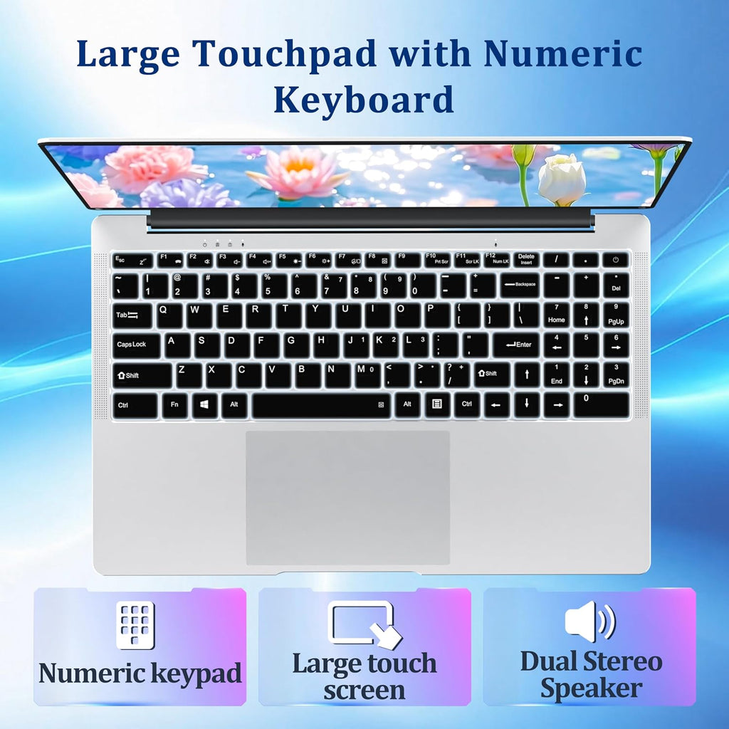 2026 Laptop, 15.6” Laptops Celeron N4000 Processor with 8GB RAM DDR4 256GB SSD, UHD Graphics 600, FHD 1920*1080, 180 Angle Opening Lap Top, BT 4.2, Wifi 5, Lightweight Portable Laptop Computer
