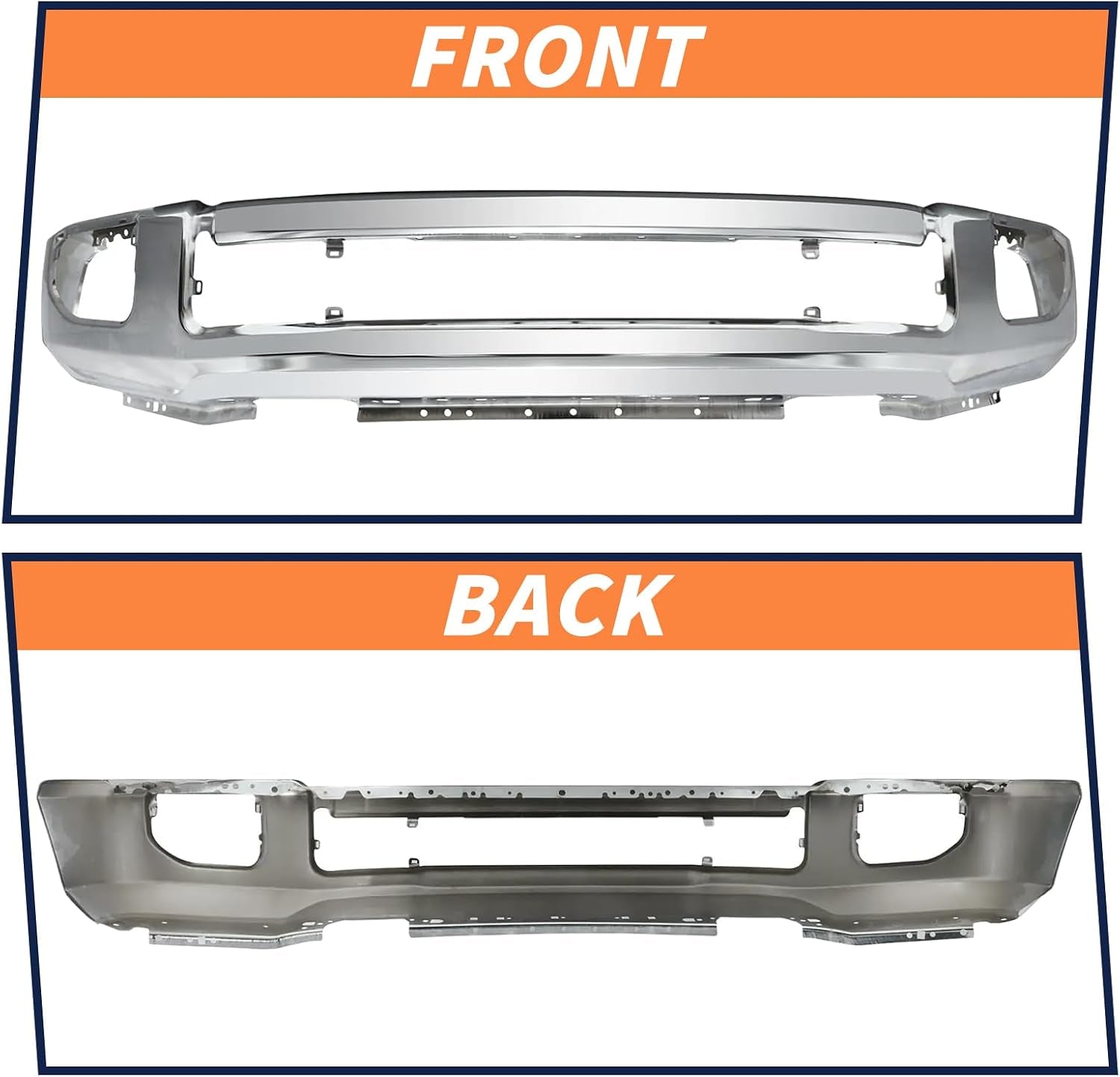 Front Bumper Fit for 2020-2022 Ford F250 F350 Super Duty,With Fog Lamp Hole,Chrome Steel,Front Bumper Impact Face Bar Replace for FO1002450