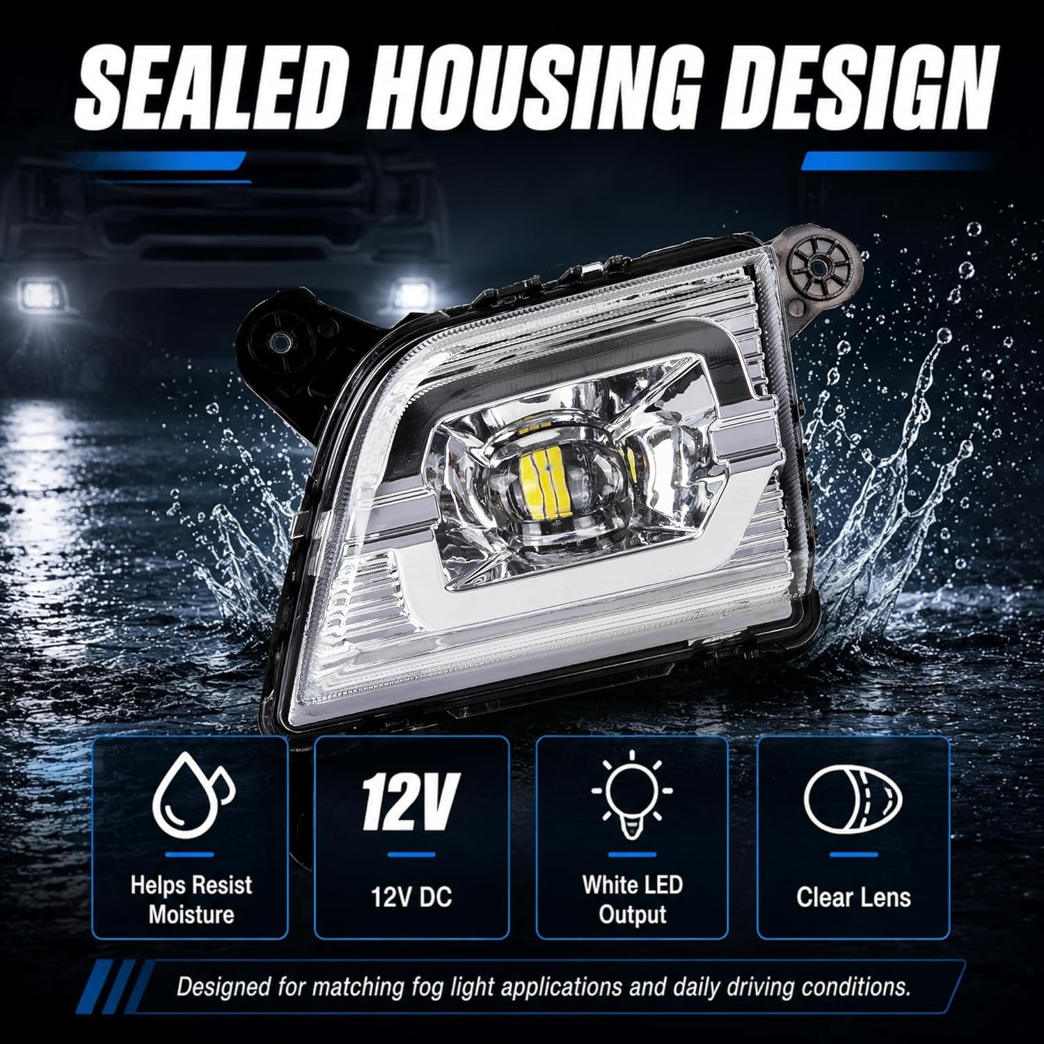 LED Fog Lights Kit Compatible with Chevrolet Silverado 1500 2019-2022 New Body/Ltd, 2500HD 3500HD 2020-2023, Front Bumper Fog Lamps Pair Replaces 84509651 84509652