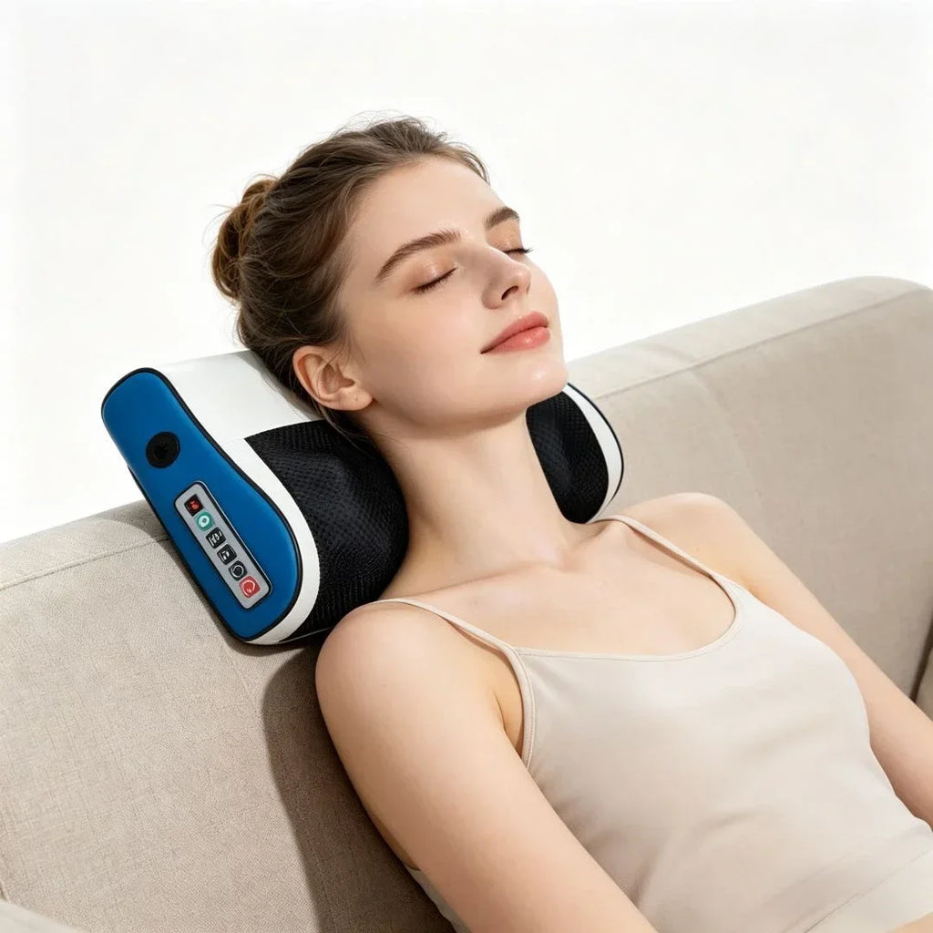 Deep Kneading Neck Shoulder Massager Pillow 42°C Warm Therapy Relieve Fatigue Restore Spinal Vitality Soothing Pain Relief
