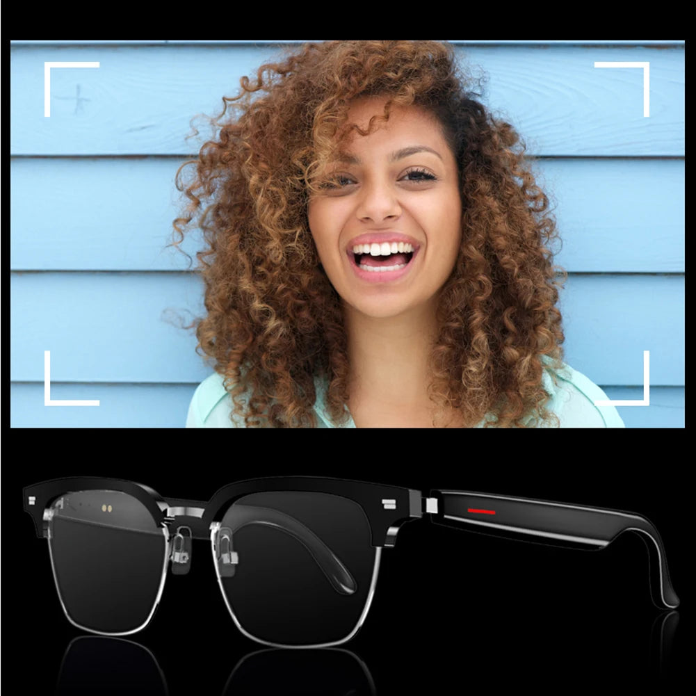 Smart Glasses AI Voice Assistant Camera Glasses Open Ear Sound Mic & Speakers Outdoor Sport Glasses with Camera for Women Men