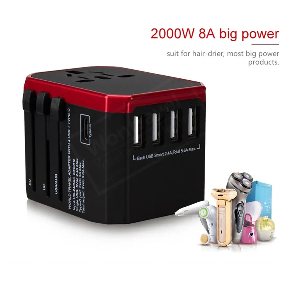 Travel Smart Adapter International Plug Adaptor Wall USB Type C Charger AC Power US EU UK AU for Iphone Ipad Android
