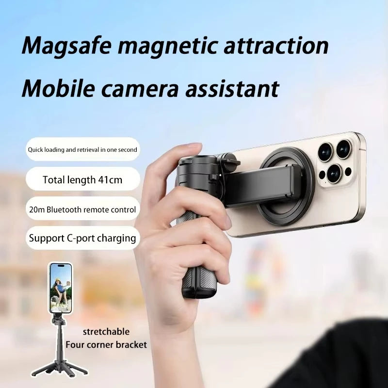 4-In-1 Multifunctional Magnetic Mini Selfie Stick Wireless Bluetooth Control with 360° Rotation for Selfies Video Record