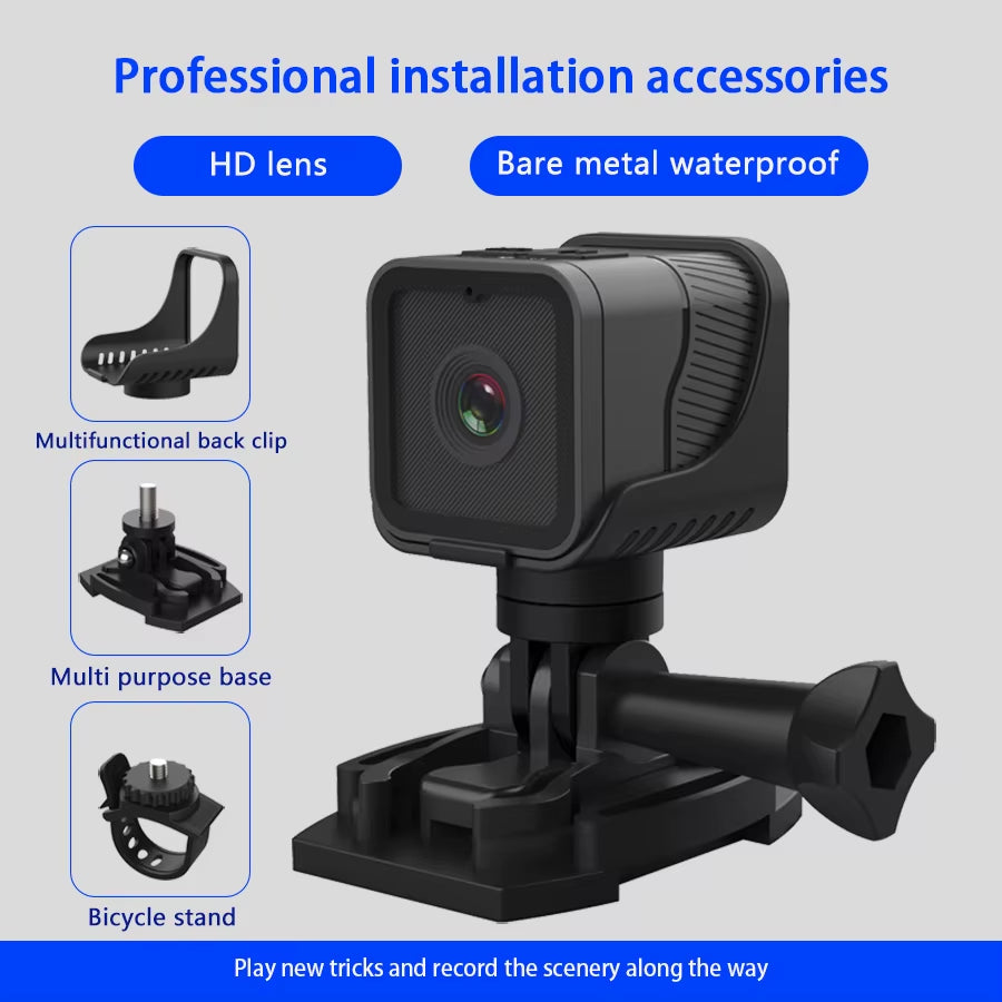 Equipped with Wifi Waterproof Camera, High-Definition 1080P Portable Sports Mini Camera, Motorcycle and Bicycle Driving Recorder
