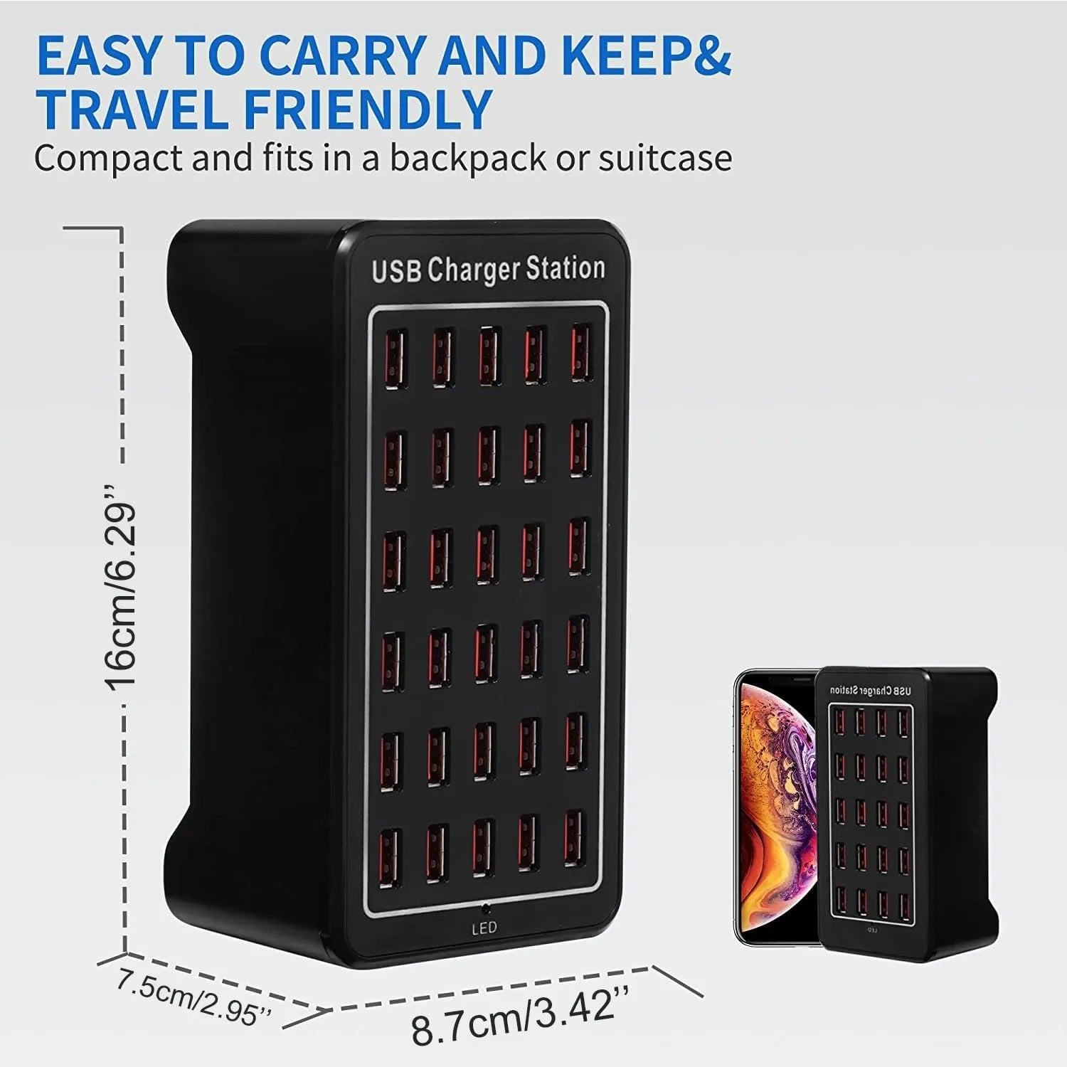 20/30 Ports USB Charger 100W/150W Smart USB Charger Desktop Charging Hub Multi-Port Charging Station for Samsung/Iphone/Ipad/Tab