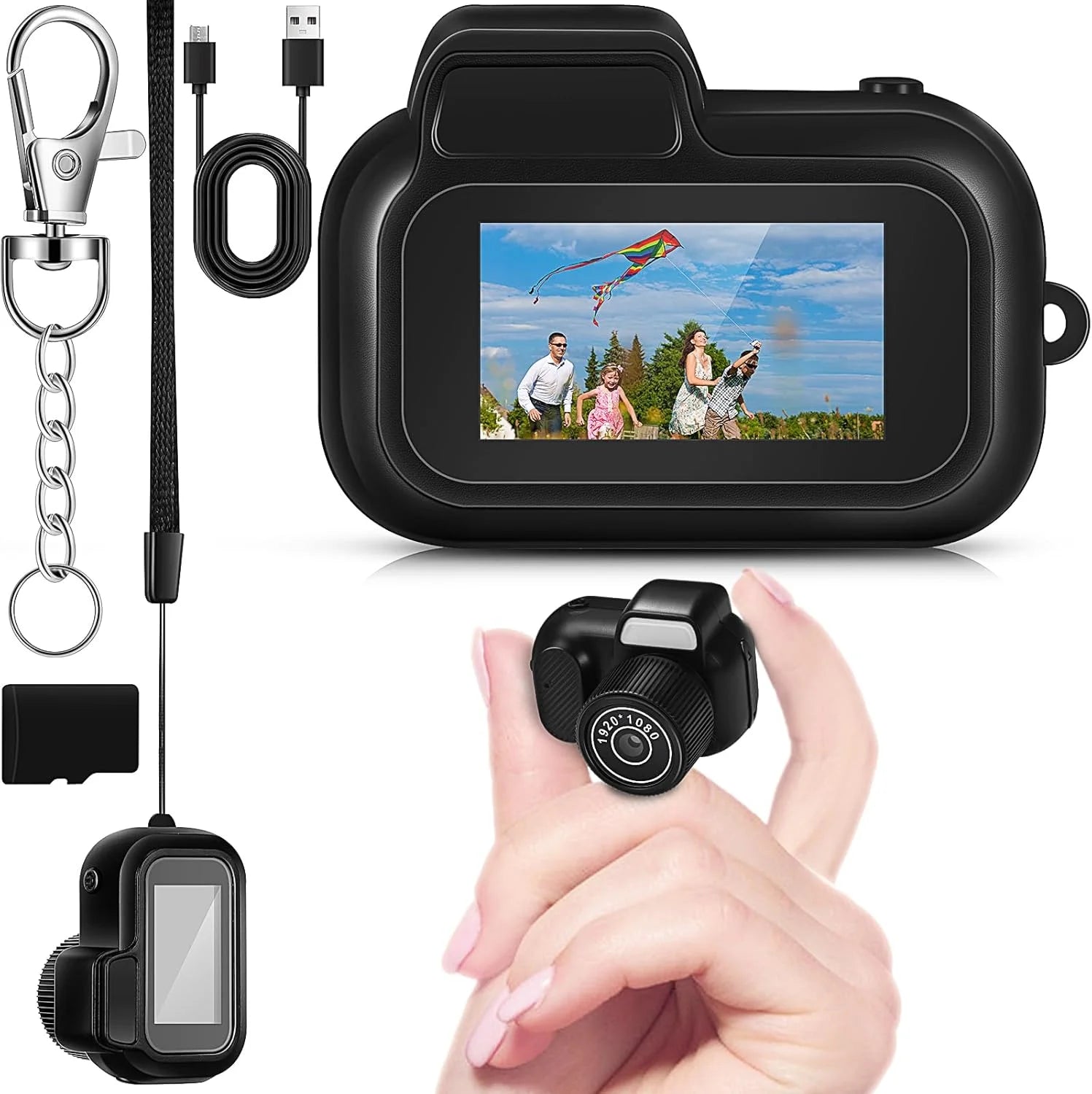 Retro Mini Camera with Screen Indoor Home Outdoor 1080P HD Portable Very Small Camera Video Support TF Card Holiday Gifts