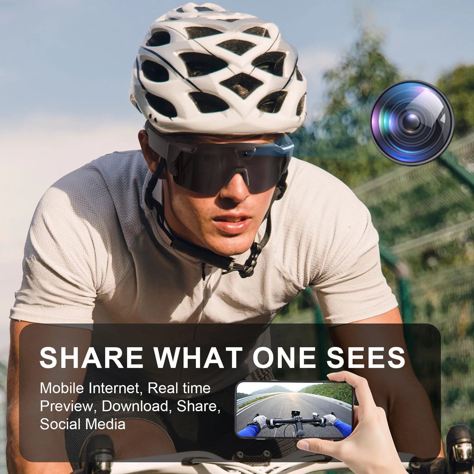 Cycling Action Sunglasses 4K HD AI Smart Glasses 64G ROM Sport Camera Sunglasses Outdoor Bicycle Driver Video Recorder Walk Cam