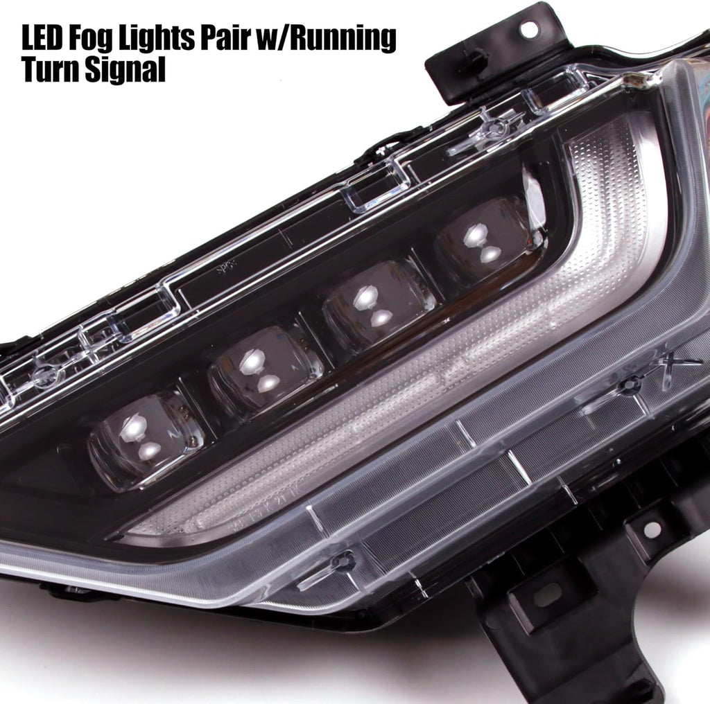LED Fog Light W/Running Turn Signal Compatible for 2021 2022 2023 Ford F150 XLT Fog Light Set Full Led Light Bumper Fog Lamps Assembly